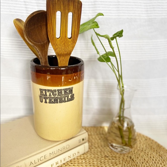 VINTAGE Three Toned Crock for Holding spoons and spatulas - Picture 1 of 2